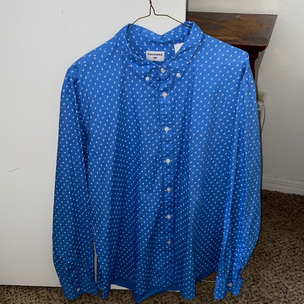 Sailboat Print Casual Button-Down Shirt by Dockers